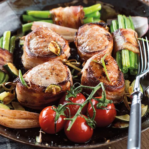 Schweinefilet Medaillons mit Speckbohnen
