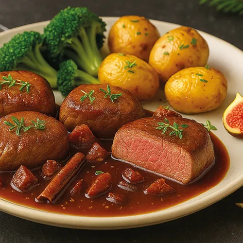 Neuseeländisches Hirschsteak mit Portwein-Feigen-Sauce
