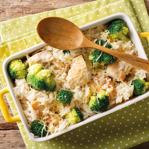 Hähnchen-Broccoli-Auflauf mit Reis
