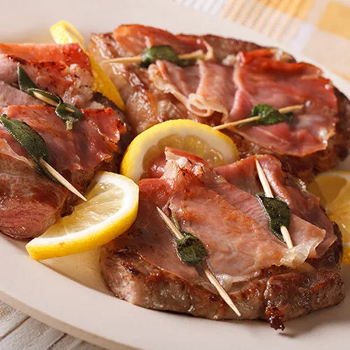 Saltimbocca mit Champignon-Lauch-Gemüse